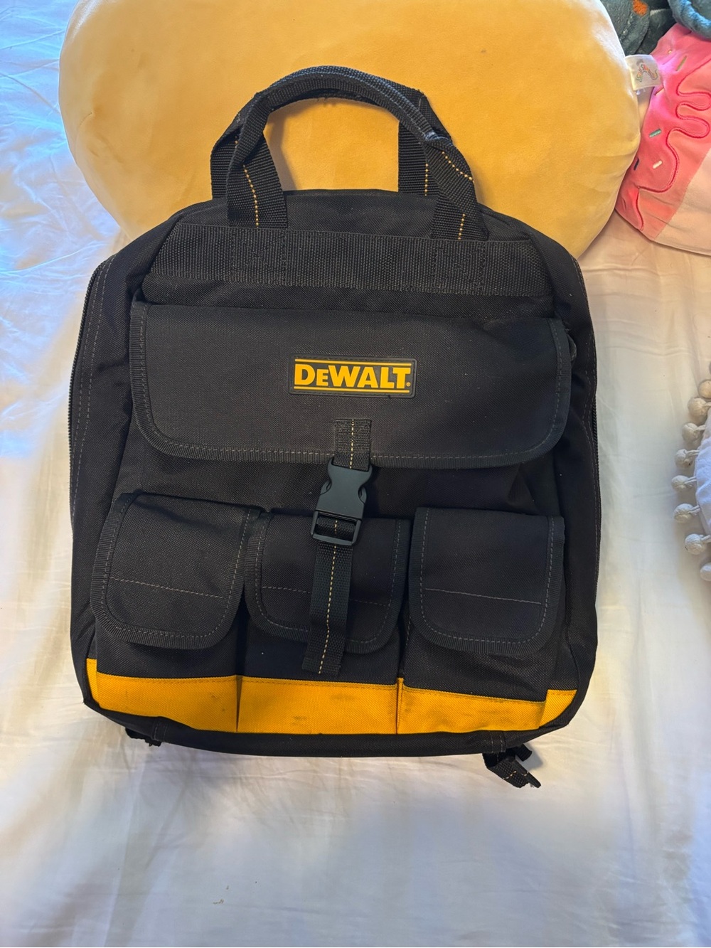Black and Yellow Dewalt Tool Backpack for Men